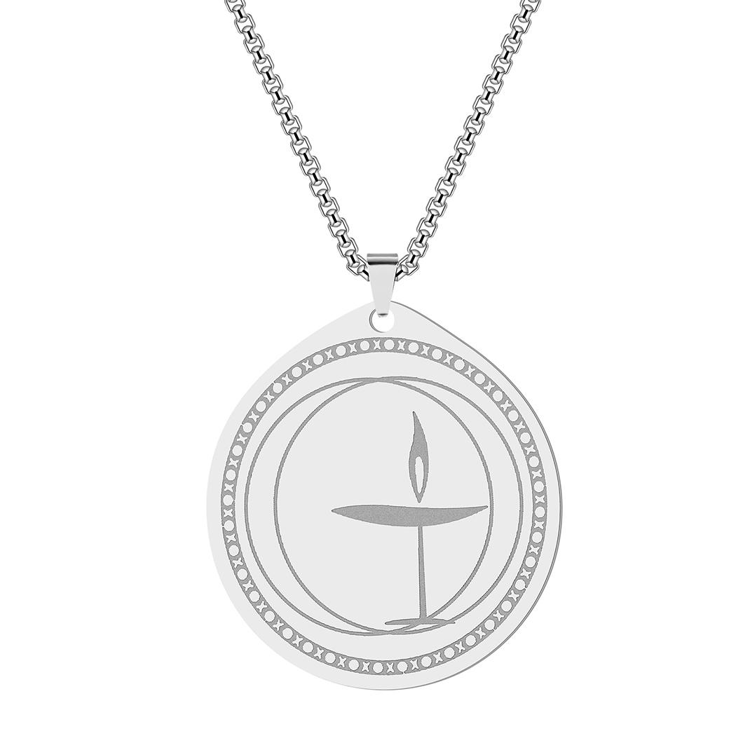

Kinitial New Flaming Unitarian Chalice Universalist Necklace Jewelry Stainless Steel Flame Necklace Pendant Women Men Bijoux