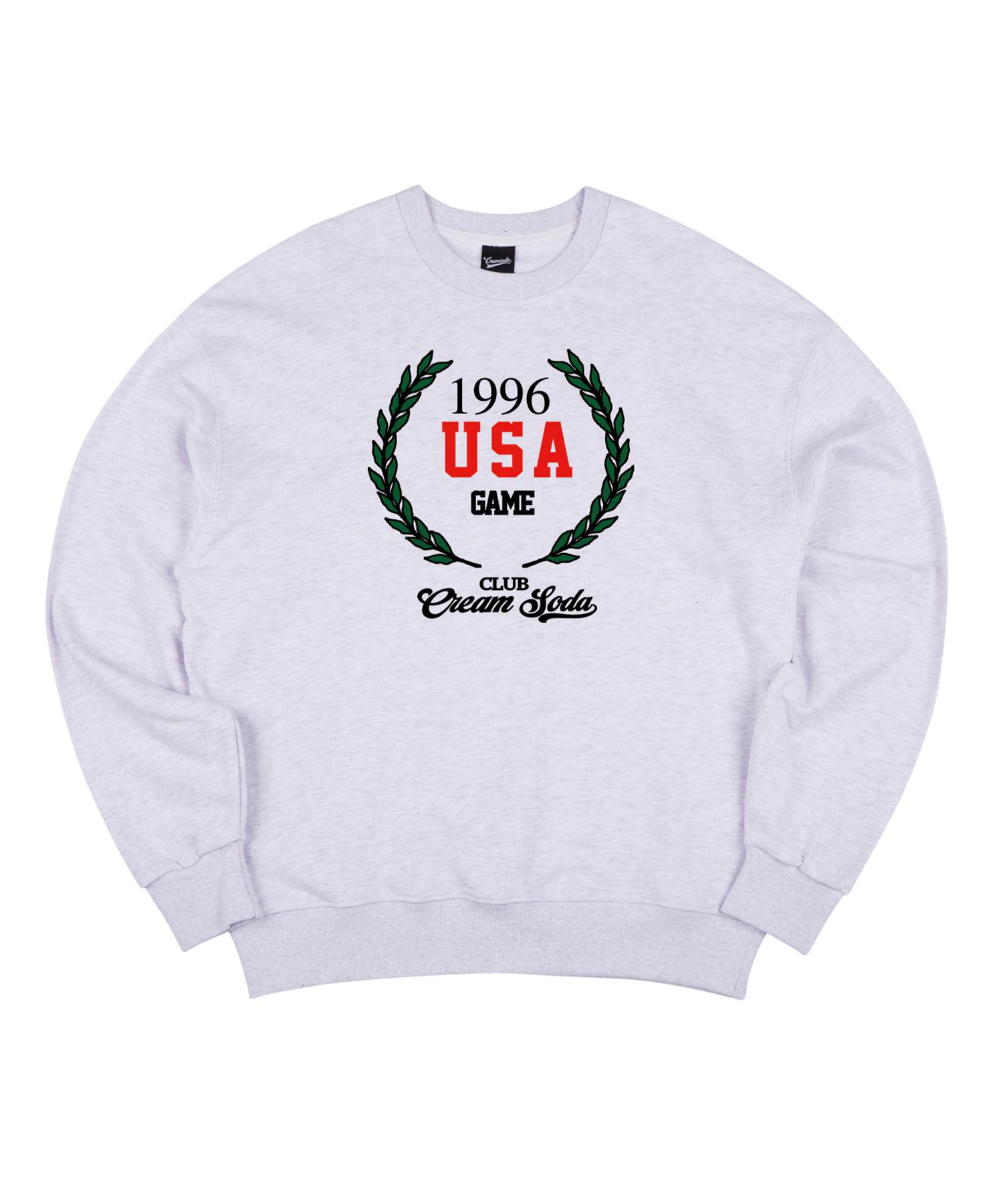 Свитшот Cream Soda Lab с лавровым венком, игра Usa, светло-серый, черный 1(M)