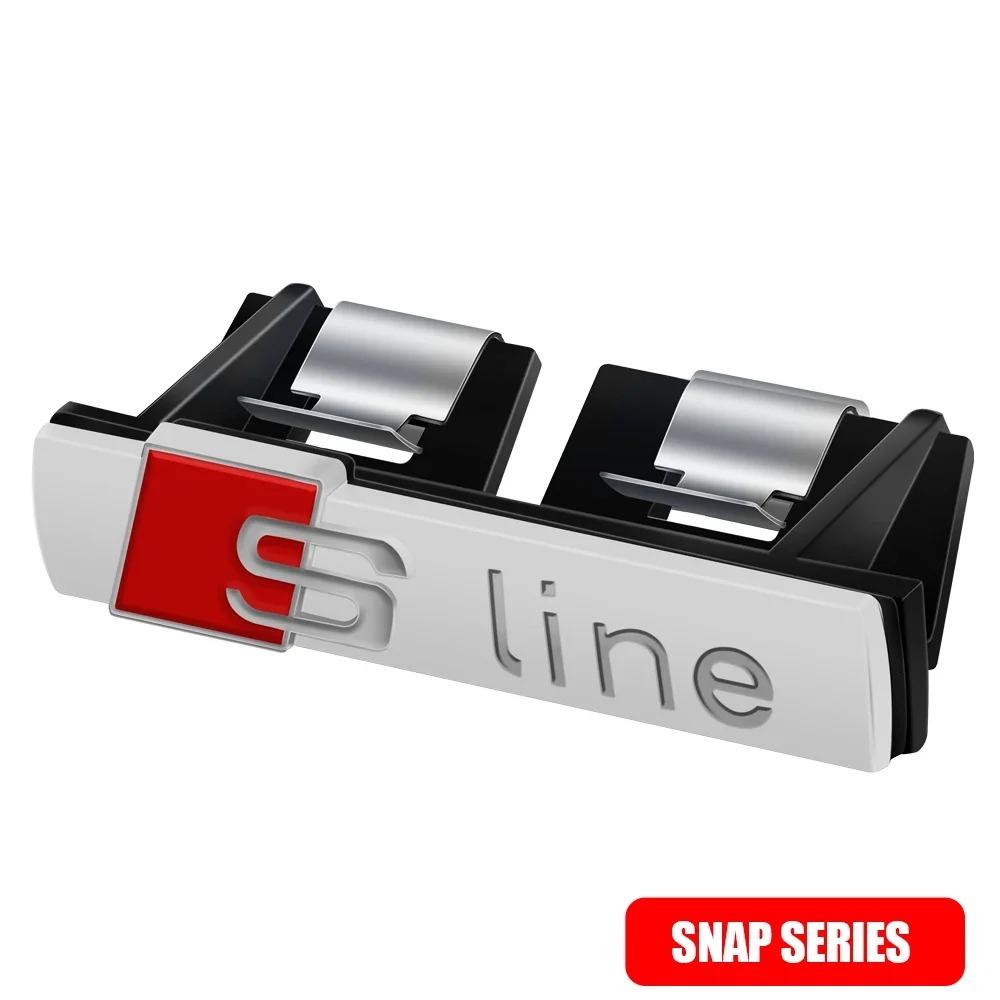 2026 Car Front Hood Grille Quattro Sline Emblem Badge Sticker For Audi Quattro Sline A1 A2 A3 A4 A7 Q2 Q5 SQ5 RS5 TT Auto Accessories