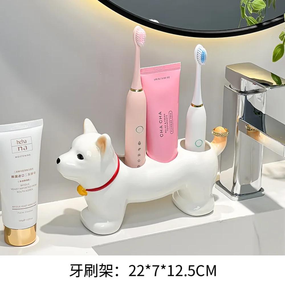 Cartoon Animal Ceramic Toothbrush Holder Bathroom Washbasin Facial Cleanser Toothbrush Storage Base Bathroom Accessories