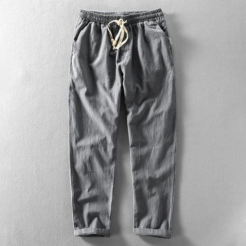 Men's Casual Pants Straight Linen Trousers Male Black Polyester Korean Style Classic In Streetwear Harajuku Y2k Baggy Summer