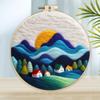 CHENISTORY 20x20cm Frame With Wool Felting Painting Kit Landscape Funny Diy Felt Crafts Package Felt Needle For Home Decoration