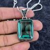 Green Amethyst Gemstone Handmade 925 Sterling Silver Jewelry Pendant 1.89" M-3205