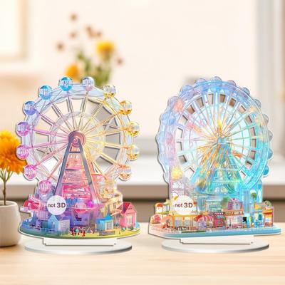 Ferris Wheel Pattern Table Sign Desktop Ornament Waterproof Decorative Accessories Lightweight Collection Colorful, Wall Decor Art