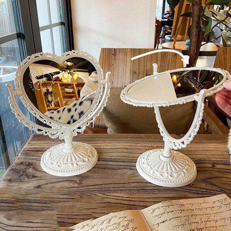 Miroir De Maquillage DVHOK 20cm - Portable à Poser Ou Accrocher - Blanc - Verre HD Sans Grossissement