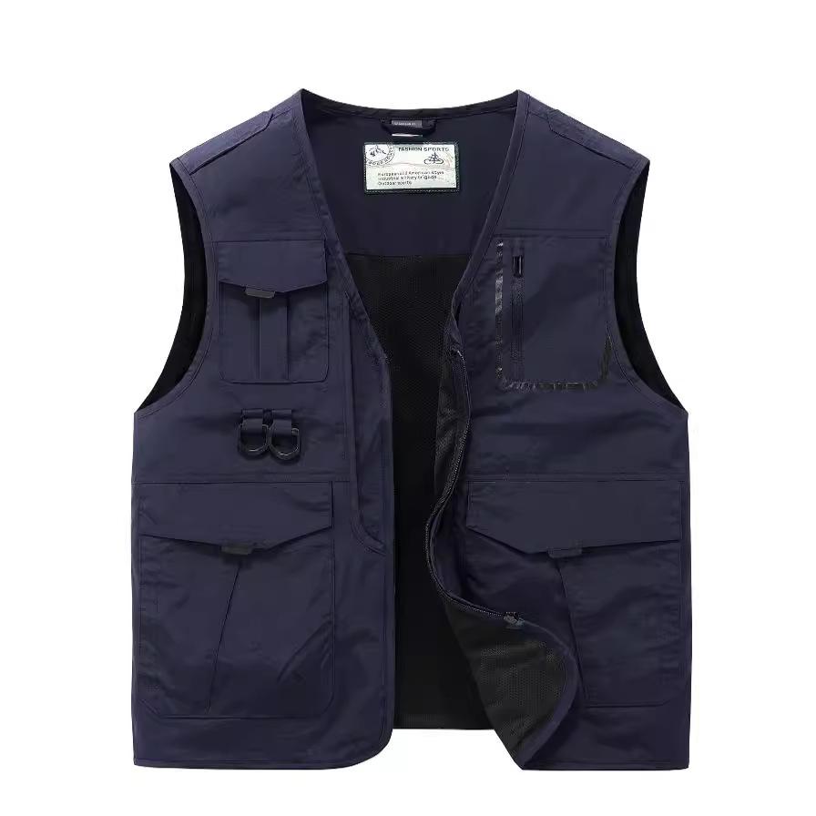 Functional Vest for Men Loose Fit Large Size Thin Workwear Multi Pocket Photography Fishing Outdoor Vest Jacket for Me