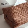 Travel Portable Tissue Case Foldable PU Leather Box, Multi-Purpose Desktop Storage Organizer, Convenient Holder for Car Simple Style Napkin