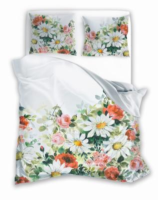 Satin Bedding 140x200 Digitally Printed Nobile Flowers Multicolored Flower Meadow
