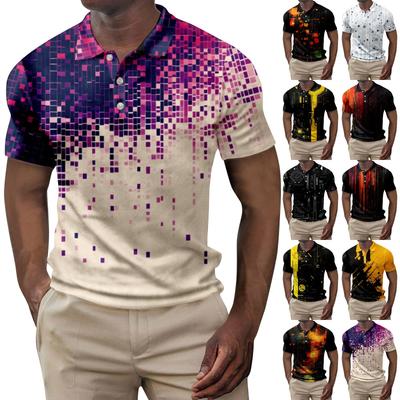Camisa de golfe estampada de verão masculina, camiseta de manga curta, camisa casual da moda masculina