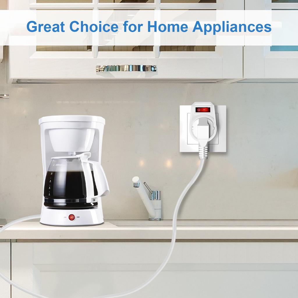 European Conversion Plug EU Socket Adapter with ON/OFF Switch German Standard Extension Stocket Power Outlet Converter