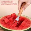 Stainless Steel Watermelon Cutter,Wooden Handle Melons Baller Scoop for Summer Parties,Fruit Carving Tool Kit for Kitchen Gadget