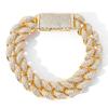 Hip Hop Men's Jewelry 14K Gold Plated 20mm Cuban Bracelet Bling Iced Out Zircon Miami Lock Clasp Cuban Link Chain Bracelet