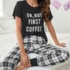 Stylish Cotton Blend Ok But First Coffee Graphic Tee For Youth And Adults
