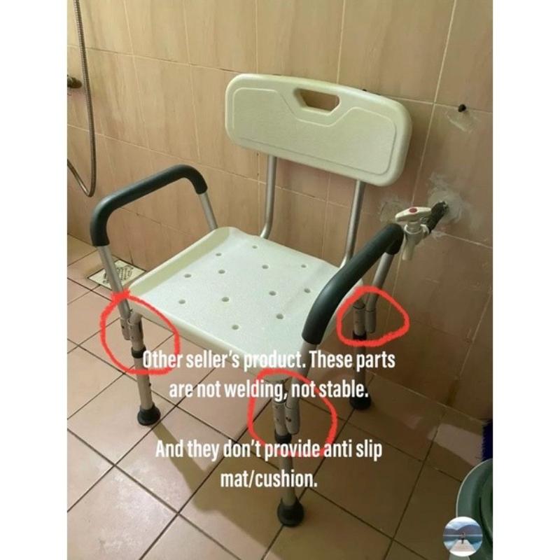 Antypoślizgowe Aluminiowe krzesło kąpielowe Stołek prysznicowy Siedzisko Mobilność Regulacja wysokości Krzesło kąpielowe (Akcje KL)