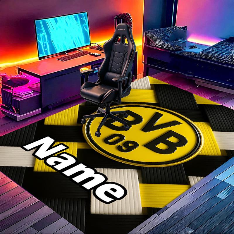Custom Name Personalized Borussia Dortmund Print Carpet, Versatile Home Decor Rug, for Playroom, Apartment, Balcony, Entryway, Hallway Gift