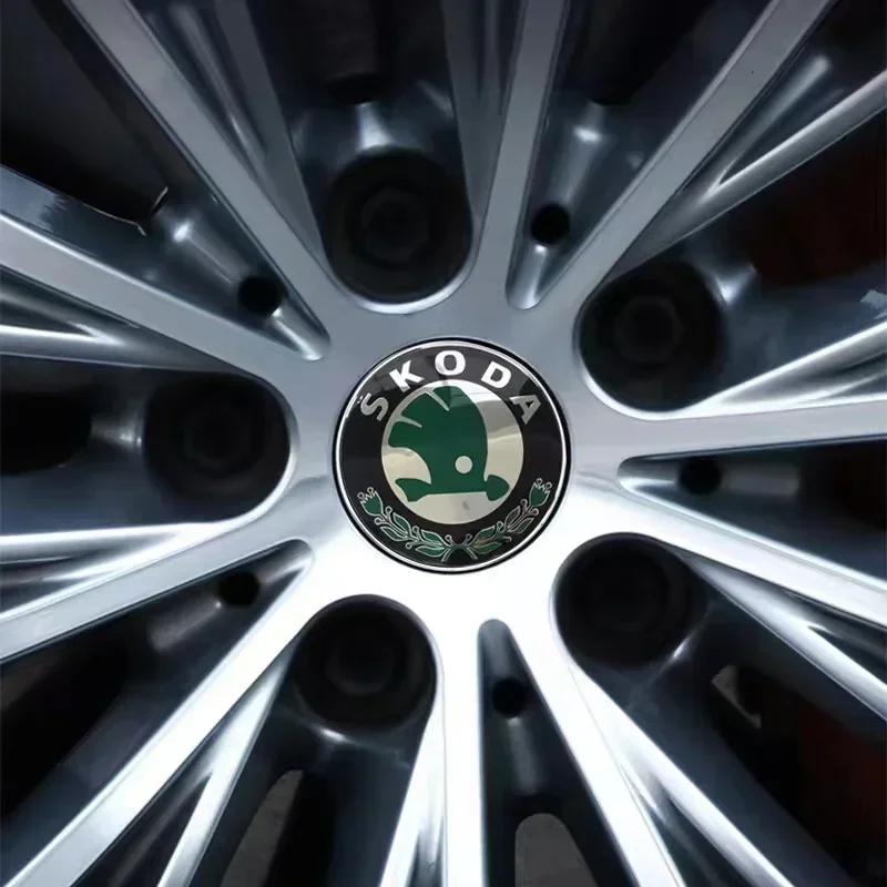 HLLQ9 4pcs 56mm Car Emblem Wheel Hub Caps Center Cover Sticker Decoration For Skoda Octavia Superb Rapid Kodiaq Karoq Fabia Roomster