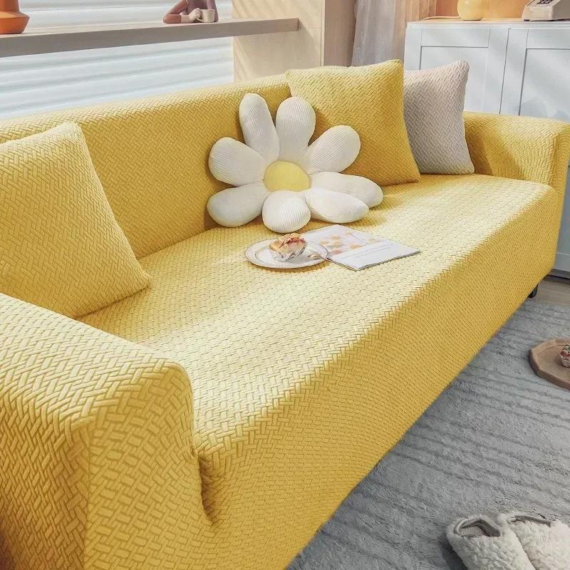 1Pc Jacquard Elastic Sofa Cover Luxury Adjustable Elastic Couch Cover For Living Room Sofa Seat Covers 1/2/3/4 Seat L Shaped