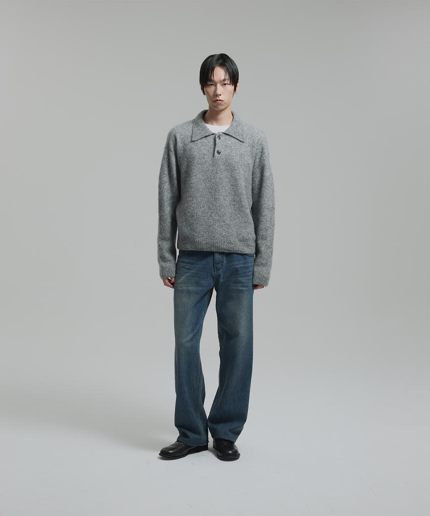 NONBLANK Mohair Crop Collar Knit_Melange Grey