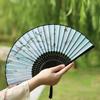 Portable No Deformation Folding Fan Handmade Handheld Props Fan Silk Fabric Bamboo Handle Cheongsam