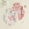 Citgeett Autumn Infant Newborn Girl Outfit Long Sleeve Letters Romper Hairband Casual Fall Clothes