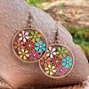 Popular earrings, European and American creative alloy earrings, bohemian round oil drop earrings, ethnic style jewelry