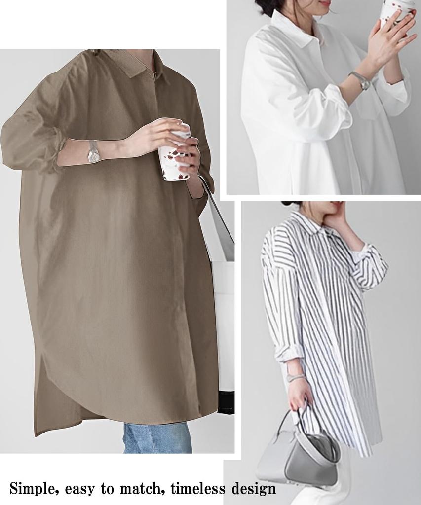 Doors Women's Long Shirt Dress, Long Sleeve, Casual Fashion, Spring Clothes, Figure-Flattering, Striped, 5S-D05-STXL