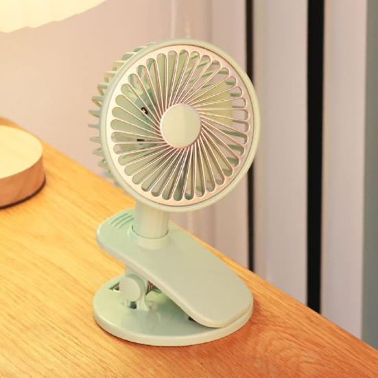 Rechargeable Clip Fan with LED Light Quiet Small Desk Fan 360 Degree Adjustable 3 Speeds Mini Personal Table Fan for Bed Office Camping