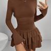Summer and Fall Women's Slimming and Flattering Dress Women's Off-the-Shoulder Three-Quarter Sleeve Dress