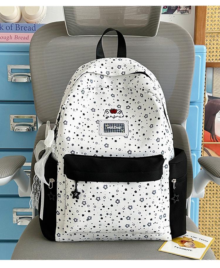 Schoolbag Strawberry Cream Star Cat Shadow School Bag Japanese Girl Sweet and Gentle Light and Versatile School Travel Backpack