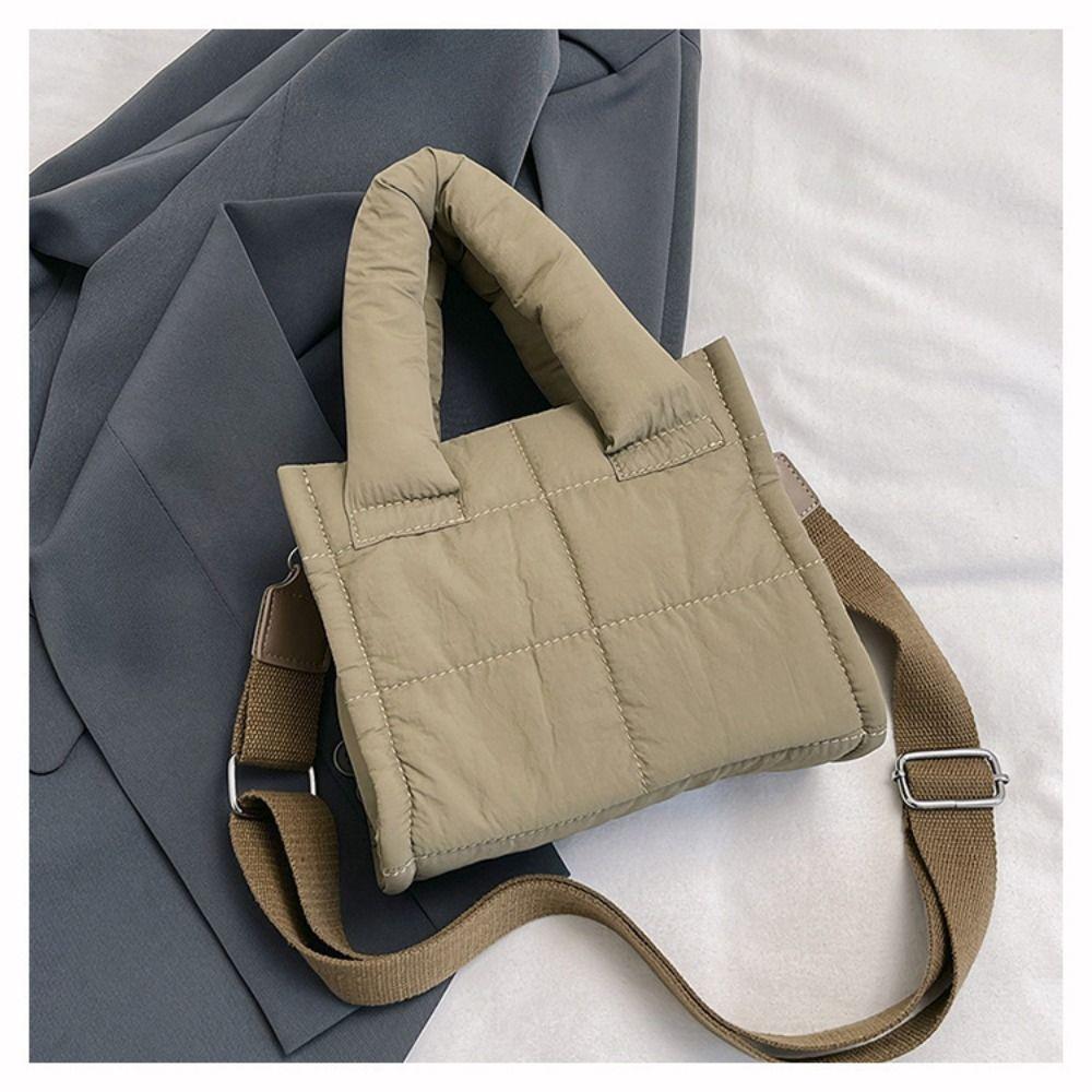 Versatile Lightweight Puffer Tote Bag Large Capacity Casual Quilted Crossbody Bag Down Cotton Bag For Women