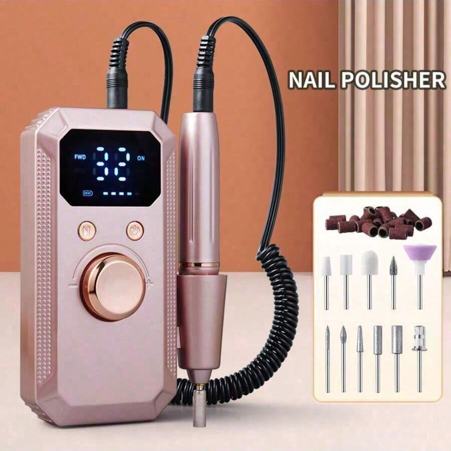 Electric Nail Grinder, Portable USB Rechargeable Nail Care Polisher, Nail Shaping Tool, Professional Manicure Kit For Acrylic & Gel Nails