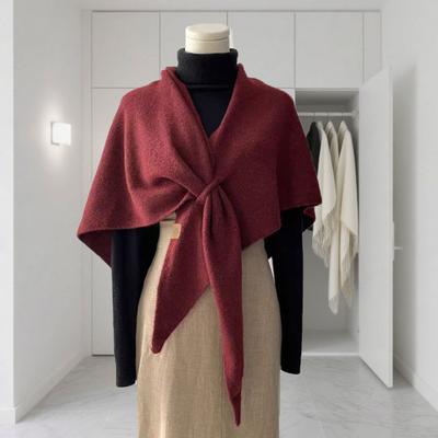 Yousheng Women Knitted Shawl Scarf Solid Color Soft Warm Cardigan Cape Soft Texture Winter Shawl Casual Wear