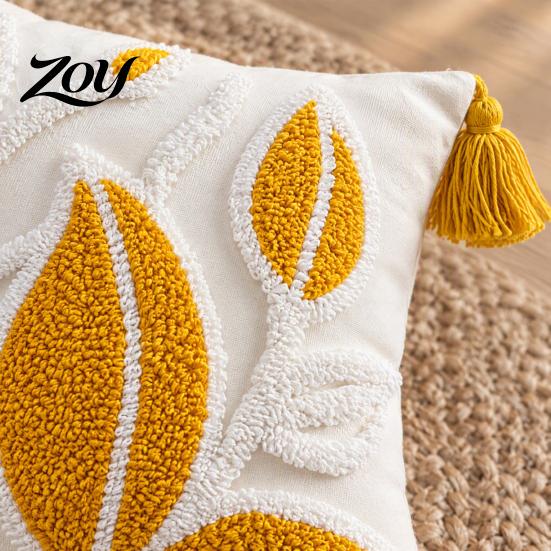 Boho Tufted Cushion Cover with Tassels, Cotton Linen Throw Pillow Cover, Modern Home Decorative Covers Case for Sofa Bed Couch, 18 x Inches