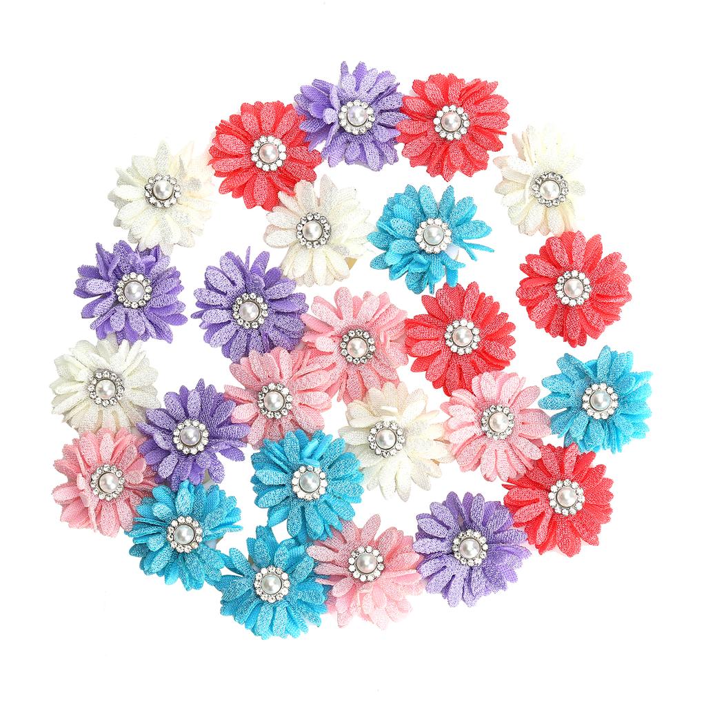 25Pcs/lot Cute Pet Dog Cat Hair Bows Flowers Grooming Bows with Rubber Bands for Pet