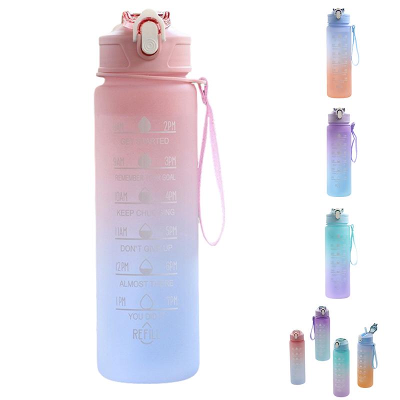 

Бутылка для воды на 30 унций с соломой и отметкой времени, герметичный герметичный спортивный контейнер для хранения воды,