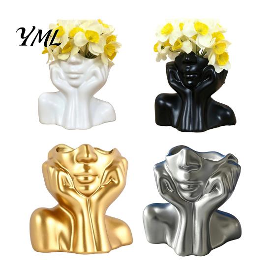 Minimalist Brush Storage Container Abstract Face Vase, Artistic Female Pen Holder, Makeup Vase Modern Decorative Centerpiece for Living Room