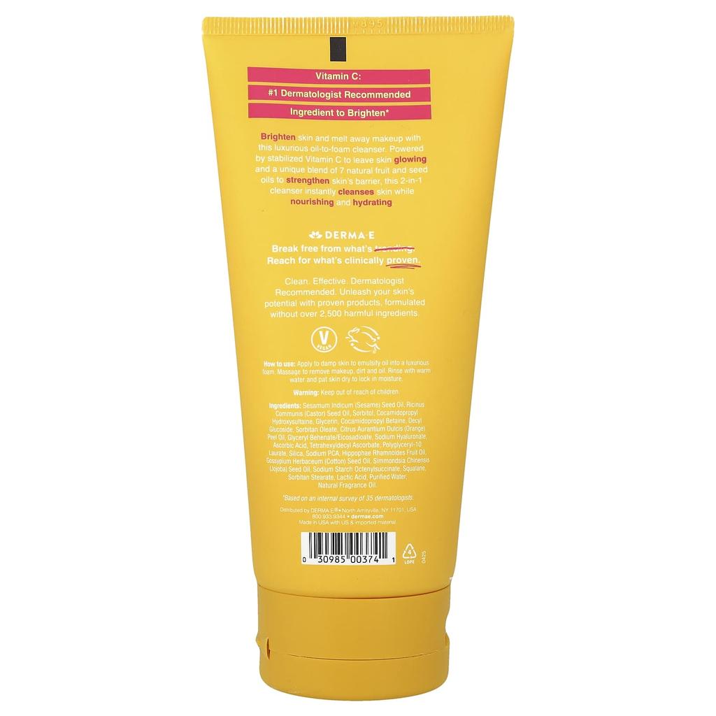 DERMA E, Vitamin C Foaming Oil Cleanser, 175ml (6 fl oz)