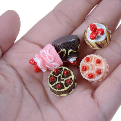 5Pcs 3D Resin Cream Cake Mini Food Doll House Accessories