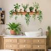 Potted Green Plant Shelf Wall Decal Tropical Plants Green Leaves Wall Stickers Removable Wall Art Murals for Living Room Bedroom Kitchen Office