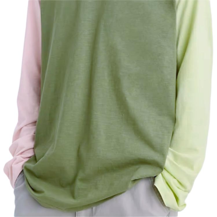 Levis Color Block Long Sleeve Casual Crew Neck T-Shirt Men Tops Green A4998-0001