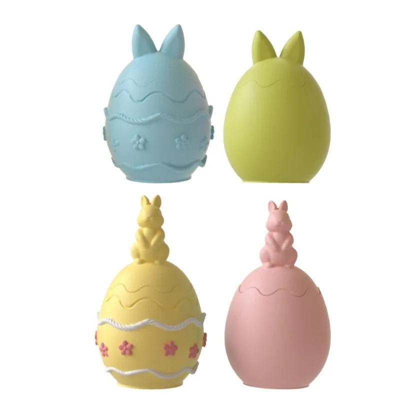 Latests Models Easter Rabbit Egg Shaped Candle Holder Jar Silicone Mold DIY Bunny Storage Box Plaster Gypsum Making Mould Easter