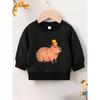 European sizes Cute Orange Fruit Capybara Print  Spring Thin Round Neck Sweatshirt 0-3 Years Comfortable Outdoor Outfit Design Highlight