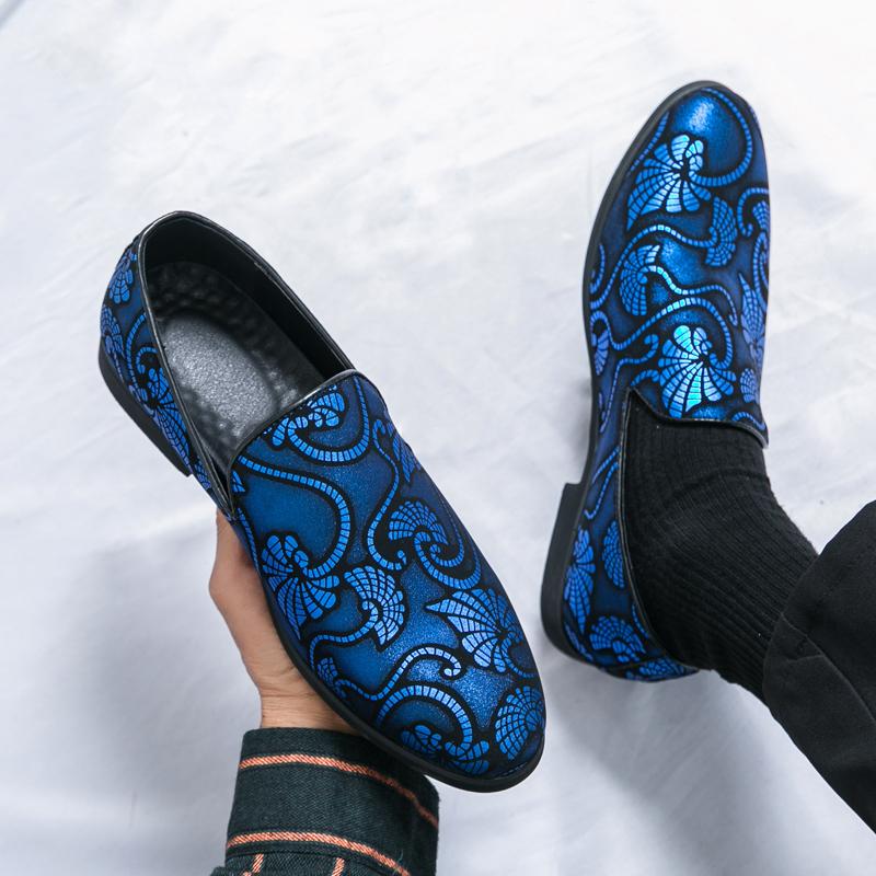 Fashion New Men's National Pattern Slip On Flats Shoes Designer Male Wedding Dress Homecoming Footwear Zapatos Hombre