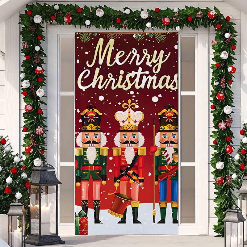 Christmas Cartoon Door Cover Sticker for Home Party Backdrop