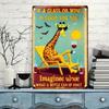 Waterproof Matte Metal Giraffe Wall Art 20x30cm Garden Decor Sign