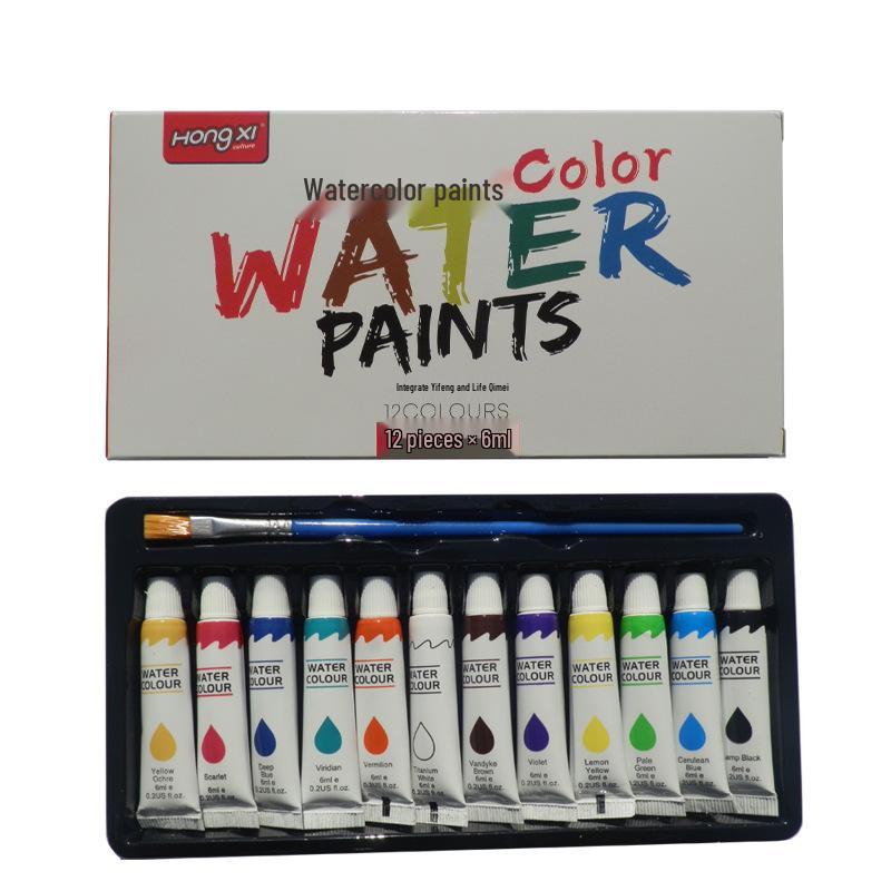 Hongxi Student Art Pigments Set: Watercolor, Acrylic & Oil, 6ml