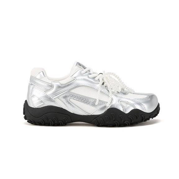 Yuanlitong platform sneakers 2025 spring new color matching soft-soled dad shoes women's silver breathable soft leather women's shoes