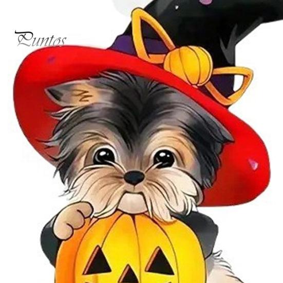 Decorative Holiday Ear Jewelry Witch Hat Puppy Earrings, Cute Dog Pumpkin Drop Lightweight Acrylic Jewelry, Halloween Accessories for Women
