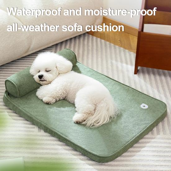 Large Dog Bed Anti-Slip Orthopedic Pet Pad with Removable Washable Cover Puppy Sleeping Cushion with Neck Support for Floor Small Medium Large Dogs