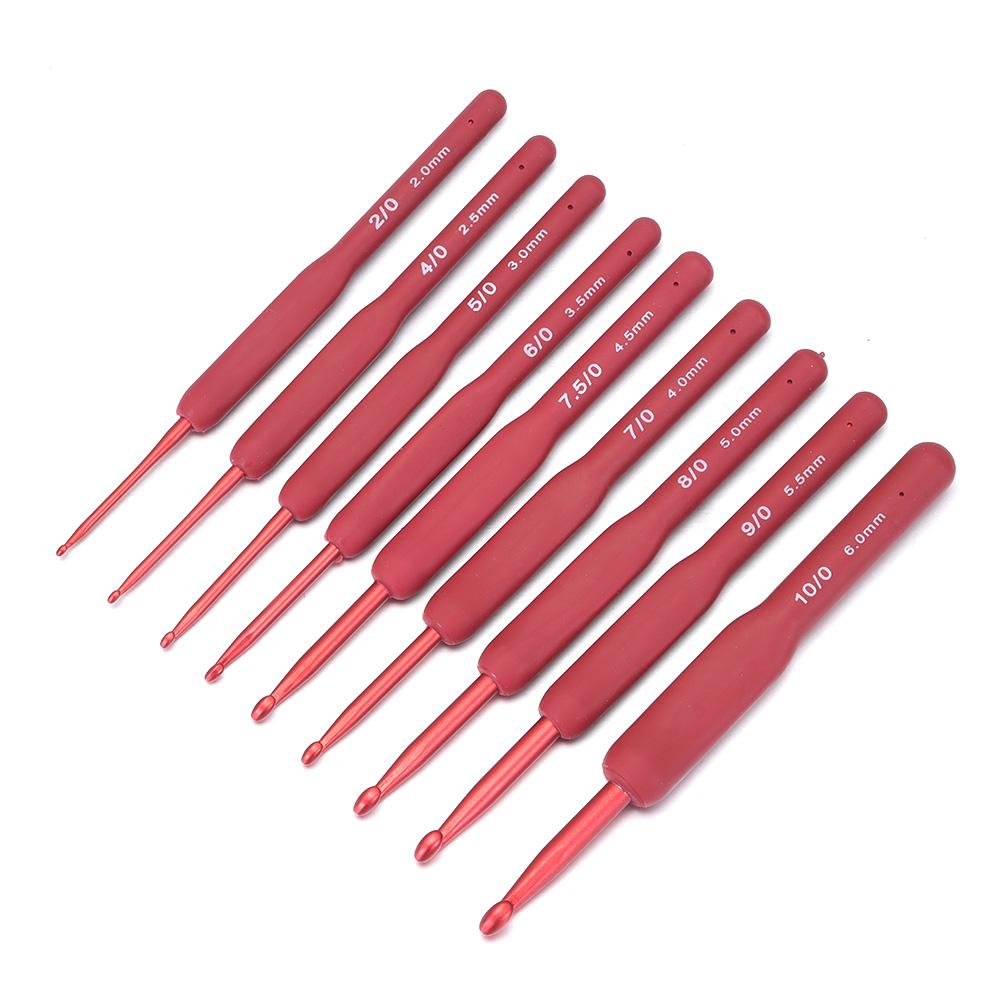 1 set/9 pcs Soft Grip DIY Ergonomic Handle Knitting Needles Craft Tools Crochet Hooks Weave Yarn